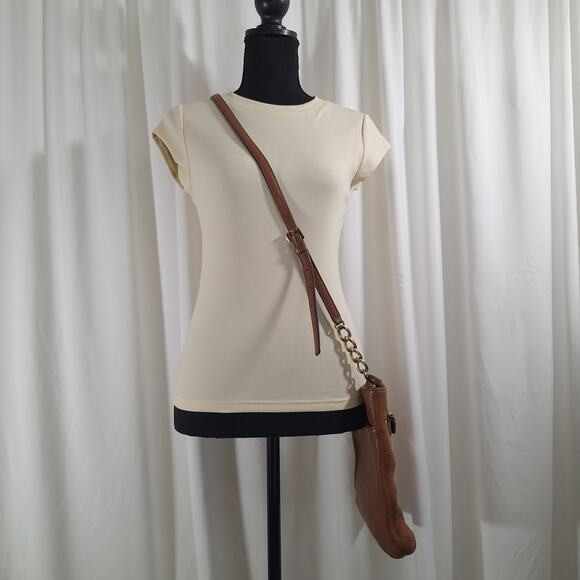 Michael Kors Purse Hamilton Brown/Tan Pebbled Leather Crossbody Shoulder Bag - Picture 7 of 14